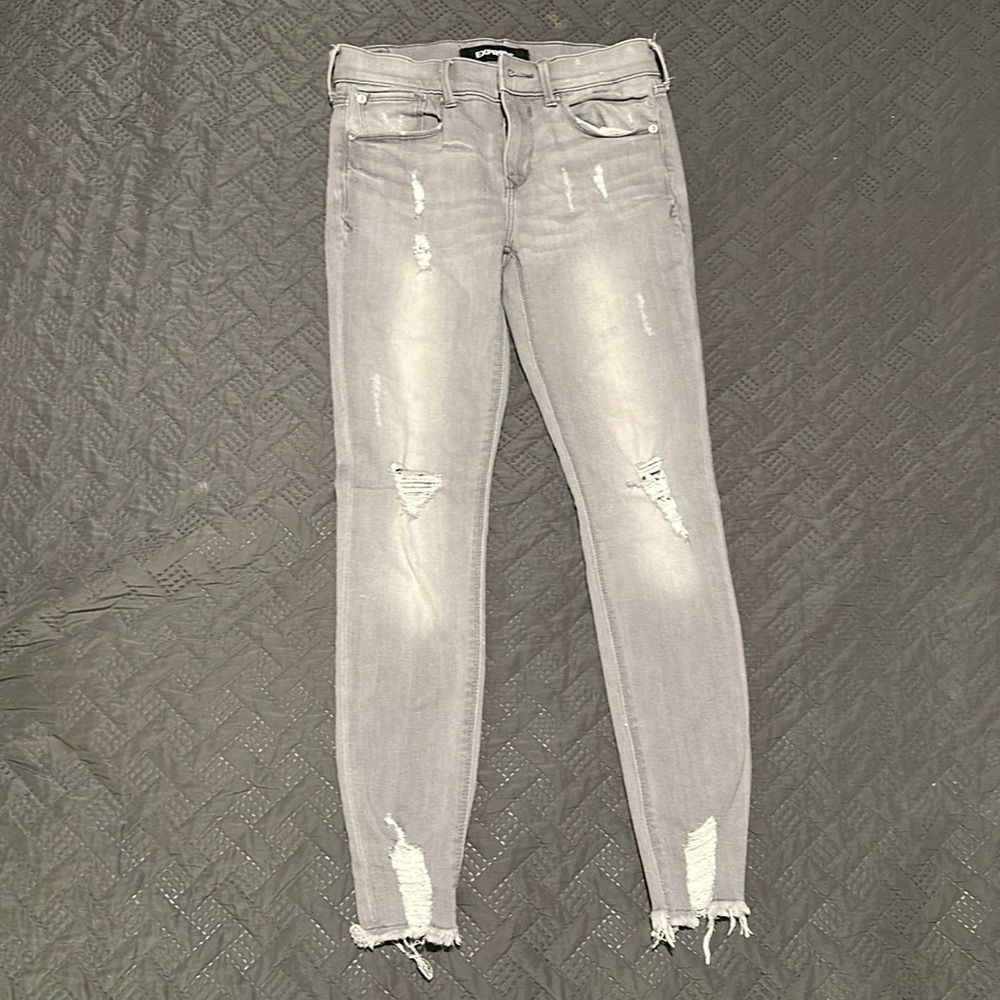 Express Women's Gray Distressed Jeans